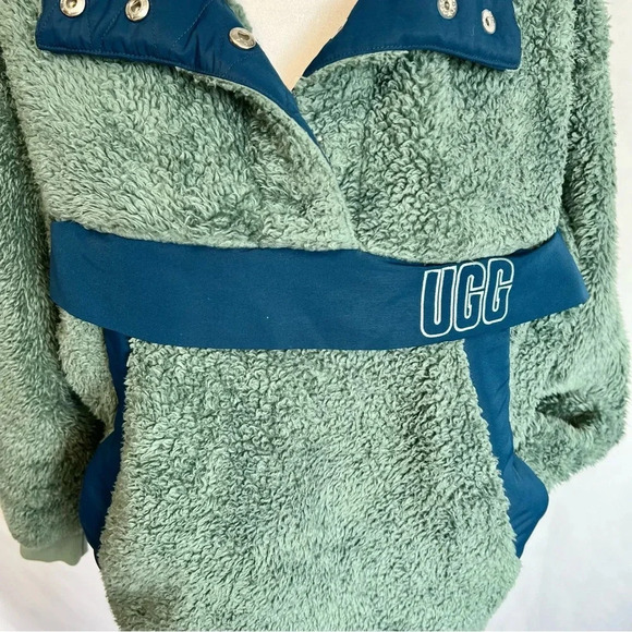 Ugg Gayle Sherpa Half Zip Fleece Jacket Hidden Pocket Green Womens size Small - Picture 11 of 17